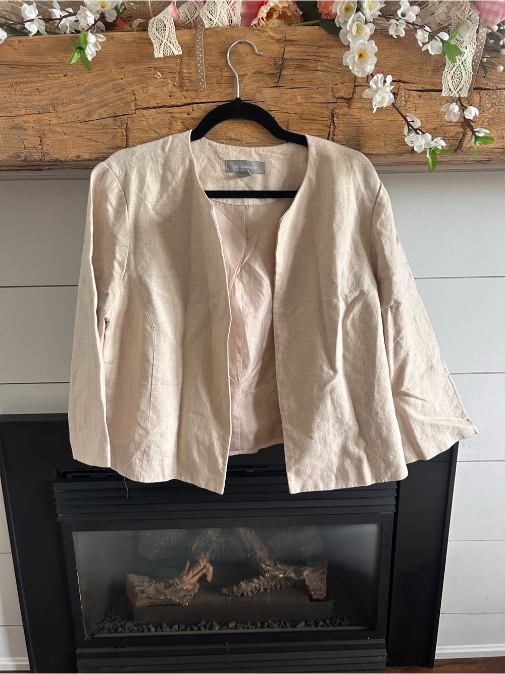 Liz Claiborne Open-Front Linen Jacket